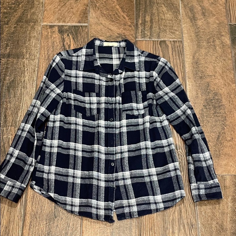 Plaid Shirt - Navy and White